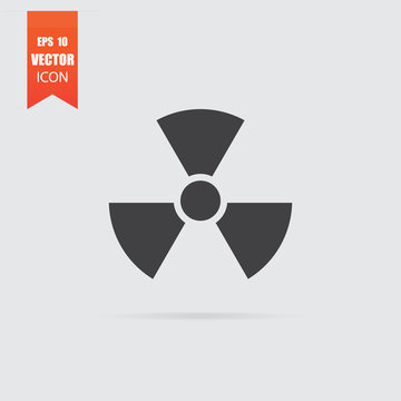 Radiation icon in flat style isolated on grey background.