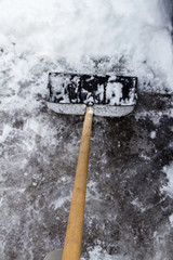 shoveling snow shovel on the big street