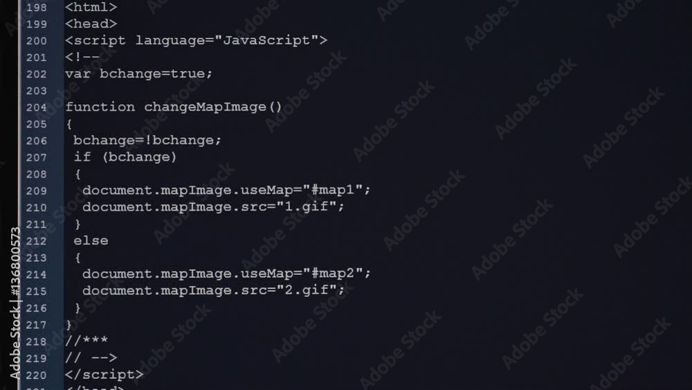 Fototapete Software developer programming code on computer display. Abstract script code is listing in white letters in deep blue background.