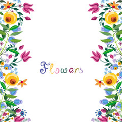 Fototapeta premium Vintage floral border for card or wedding invitation.