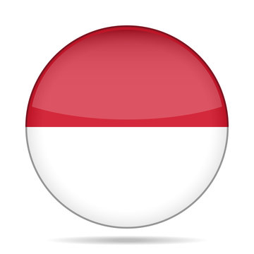 Flag of Indonesia. Shiny round button.