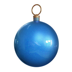 Blue Christmas Ball isolated on white background.
