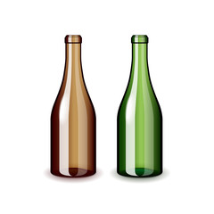 Two empty wine bottles isolated on white vector