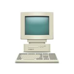 Vintage computer isolated on white vector