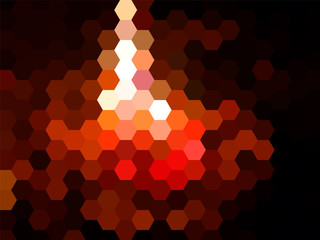 Vector colorful defocused hexagon night bonfire background 
