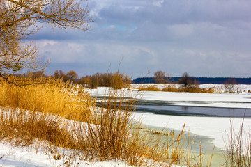 Ice on the river in winter