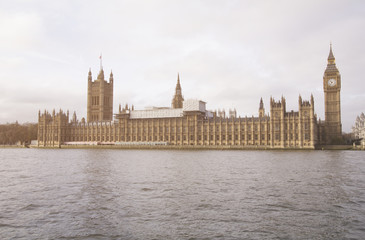 Fototapeta na wymiar The Houses of Parliament and Elizabeth Tower, commonly called Big Ben.