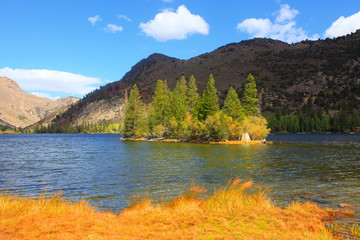 Silver lake in eastern Sierra Nevada mountains