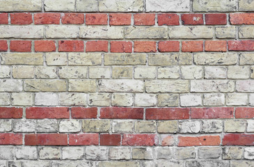 Old Wall Made of Red and White Bricks