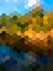 Vector colorful defocused hexagon nature landscape background 