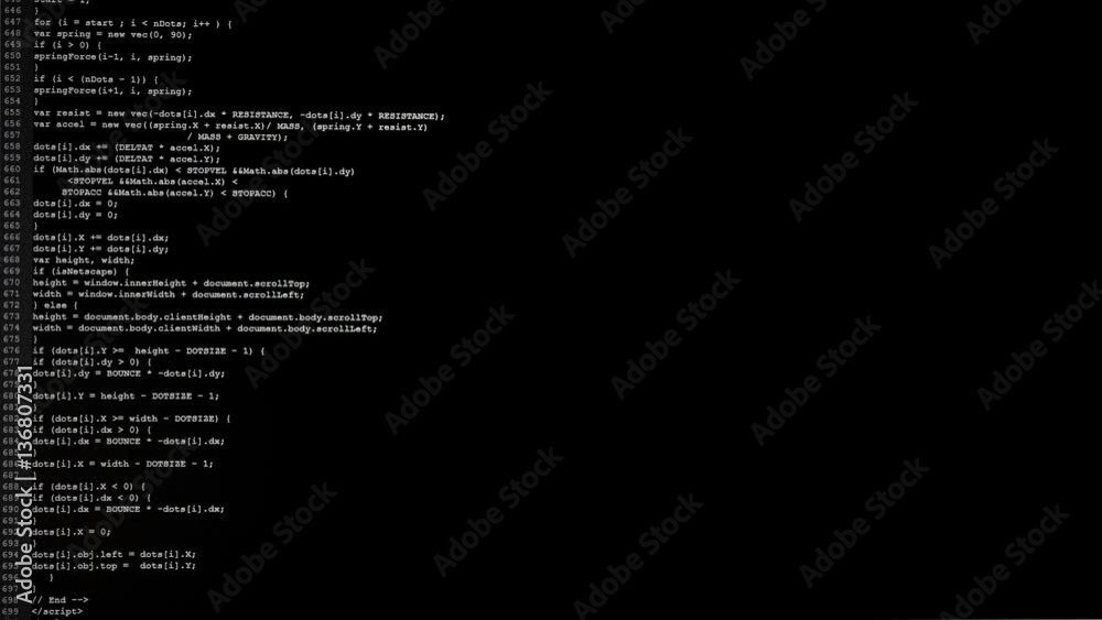 Poster website codes is listing on computer monitor. software development is showed on the screen.