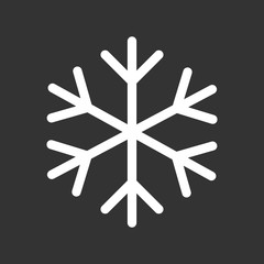 Snowflake icon vector illustration in flat style isolated on black background. Winter symbol for web site design, logo, app, ui.