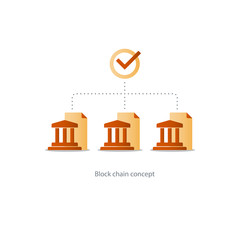 Fototapeta premium Financial system concept, bank chain, data analytics