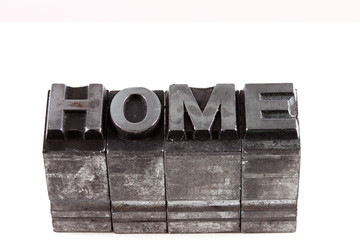 Home, antieke loden drukletters