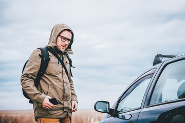 Man preparing for hiking