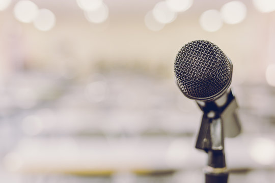 Microphone in Conference Seminar room Event Background