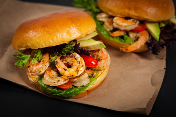 Shrimp Burgers. Selective focus.