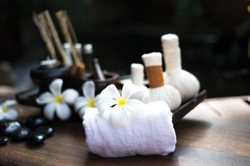 Fototapeta na wymiar Spa scrub treatment and massage, Thailand, soft and select focus