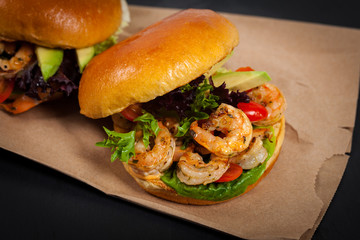Shrimp Burgers. Selective focus.