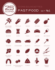 Silhouettes of icons with fast food set №1 © ductru