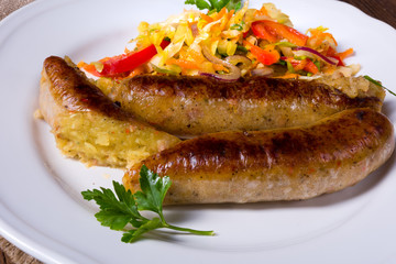 Potato sausage from grated potatoes and pork.