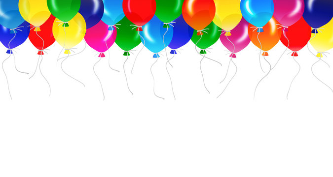 Colorful balloons isolated against a white background