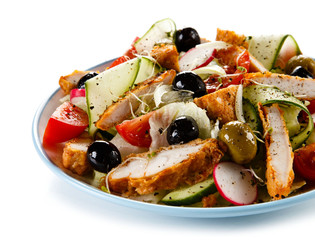 Roast chicken fillet and vegetables