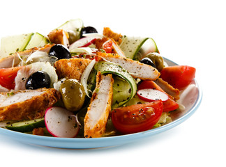 Roast chicken fillet and vegetables