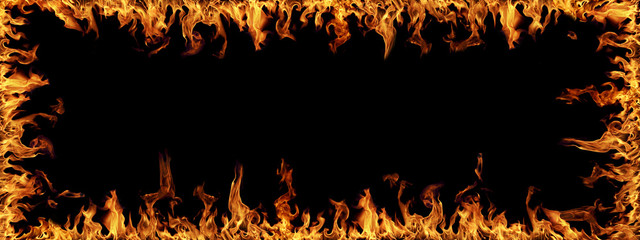 Fire panorama on a black background.