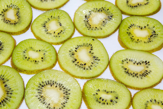 Kiwi segments, texture of a kiwi.