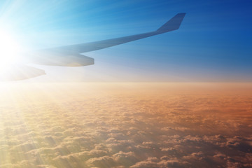 Fototapeta premium Amazing view from airplane in the morning