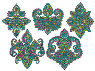 Vector set of henna floral elements