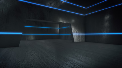 Empty room with light glow, abstract space.3D rendering 
