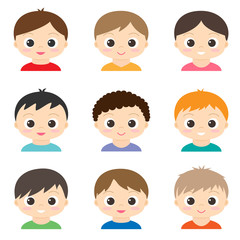Set of vector cute boys