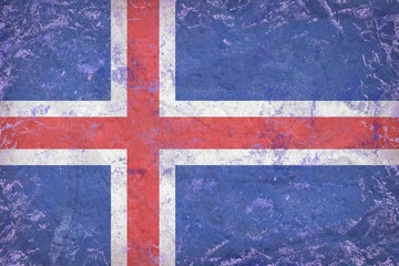 Fototapeta premium Old Iceland flag texture on rough plaster