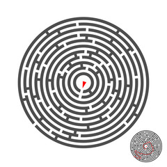 escape circle labyrinth with entry and exit.vector game maze puzzle with solution.Num.01