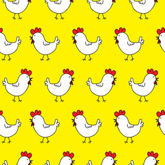 Seamless cute doodle with chicken design 