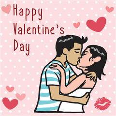 Happy Valentines Day Greeting Cards. Vector Cartoon Illustration