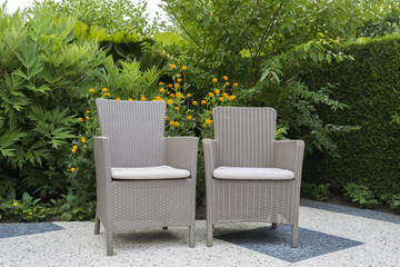 teracce with relax set in garden