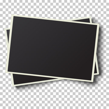 Two realistic vector retro photo frames with straight edges