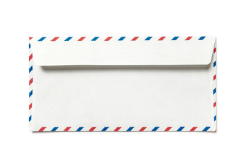 Blank airmail envelope isolated, rear view