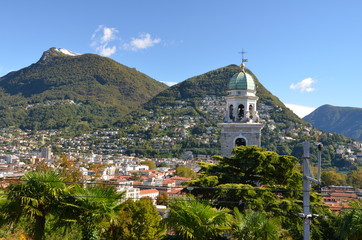 View of Lugano, the largest city of the Swiss canton of Ticino. Switzerland
