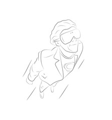 man with glasses of virtual reality feels like a superhero. vector illustration.