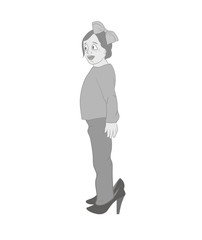 girl in her mother's shoes. vector illustration