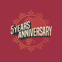 Fototapeta na wymiar 5 years anniversary vector icon, logo