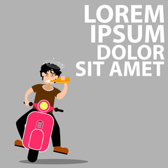 drunker sitting on the scooter