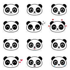 Naklejka premium Set of cute cartoon panda emotions