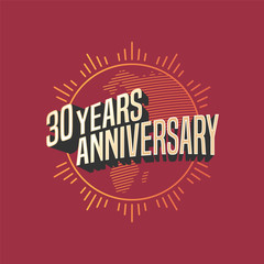 Fototapeta na wymiar 30 years anniversary vector icon, logo