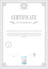 White official certificate. Ornamental grey border 