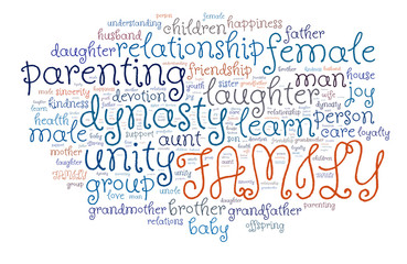 Family word cloud. Made of with words related to family